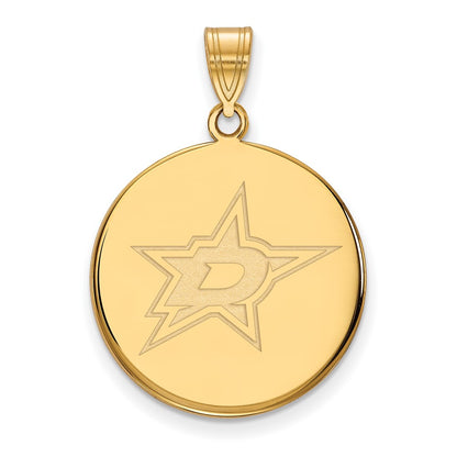 10K Yellow Gold Nhl Logoart Dallas Stars Large Disc Pendant