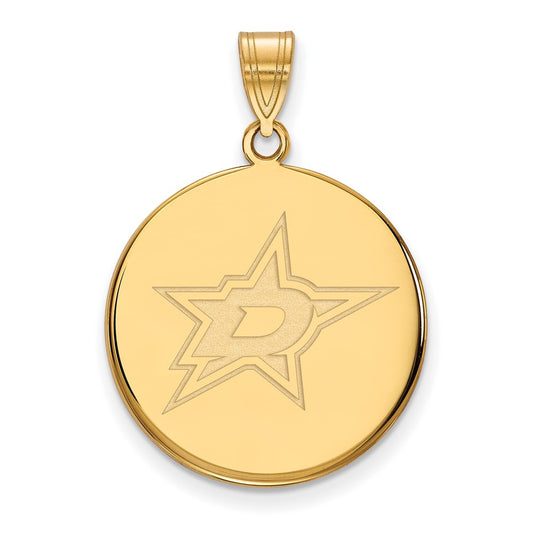 10K Yellow Gold Nhl Logoart Dallas Stars Large Disc Pendant