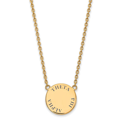 Gold Plated Sterling Silver Logoart Theta Phi Alpha Sorority Text Large Color Enamel Pendant 18 Inch Necklace