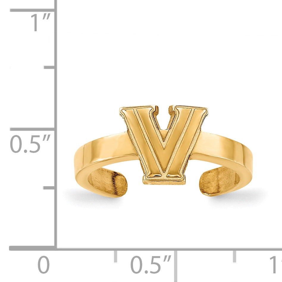 Gold Plated Sterling Silver Logoart Villanova University Letter V Toe Ring