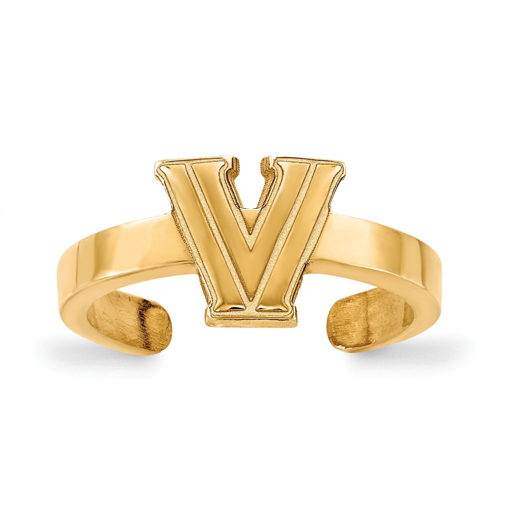Gold Plated Sterling Silver Logoart Villanova University Letter V Toe Ring