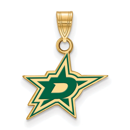 Gold Plated Sterling Silver Nhl Logoart Dallas Stars Small Enameled Pendant