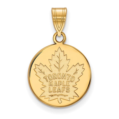 14K Yellow Gold Nhl Logoart Toronto Maple Leafs Medium Disc Pendant