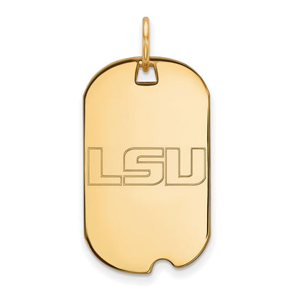 14K Yellow Gold Logoart Louisiana State University L S U Small Dog Tag Pendant