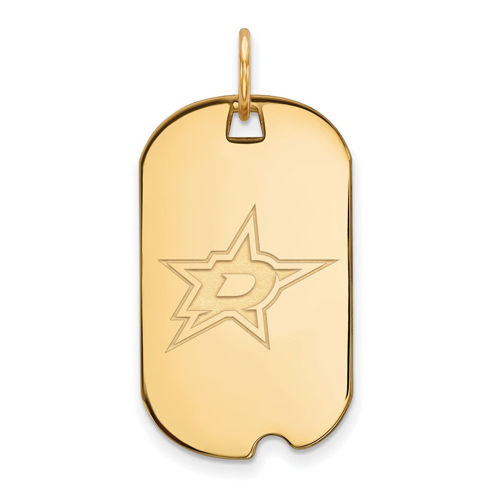 Gold Plated Sterling Silver Nhl Logoart Dallas Stars Small Dog Tag Pendant