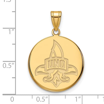 14K Yellow Gold Logoart University Of New Orleans Privateers Large Disc Pendant
