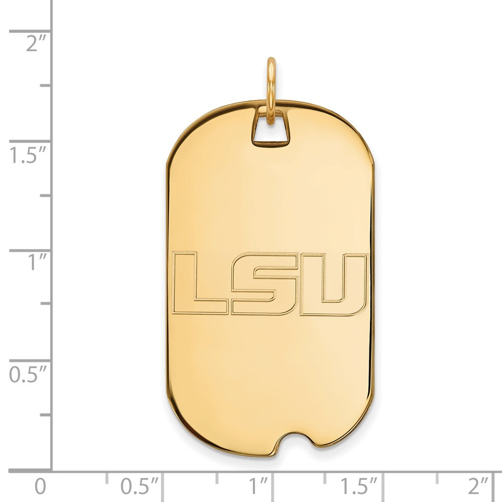 14K Yellow Gold Logoart Louisiana State University L S U Large Dog Tag Pendant