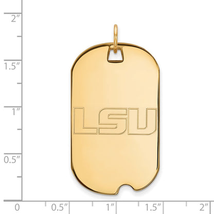14K Yellow Gold Logoart Louisiana State University L S U Large Dog Tag Pendant