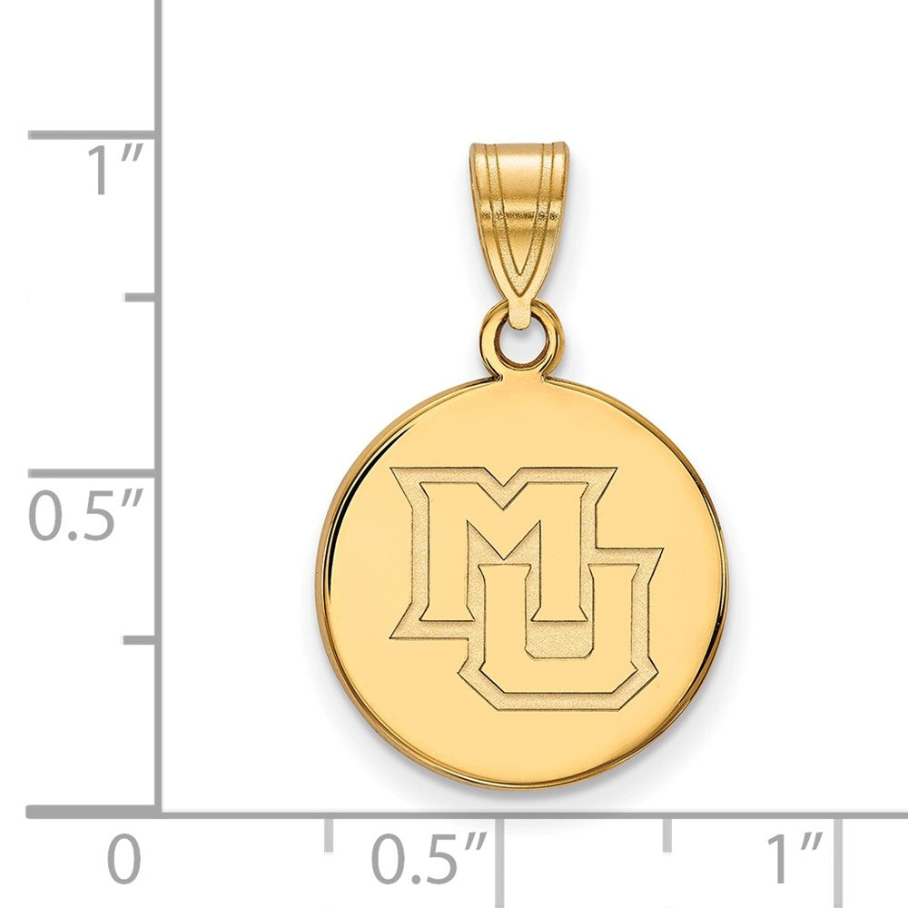 10K Yellow Gold Logoart Marquette University M U Medium Disc Pendant