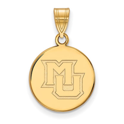 10K Yellow Gold Logoart Marquette University M U Medium Disc Pendant