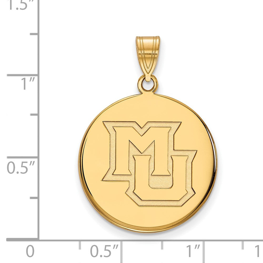 Gold Plated Sterling Silver Logoart Marquette University M U Large Disc Pendant