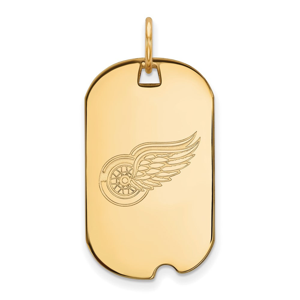 14K Yellow Gold Nhl Logoart Detroit Red Wings Small Dog Tag Pendant