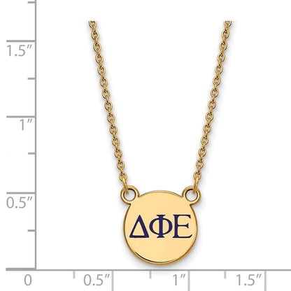 Gold Plated Sterling Silver Logoart Delta Phi Epsilon Sorority Greek Letters Small Color Enamel Pendant 18 Inch Necklace