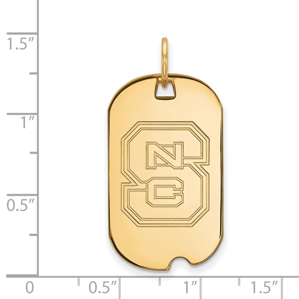14K Yellow Gold Logoart North Carolina State University N C S Small Dog Tag Pendant