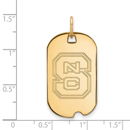 14K Yellow Gold Logoart North Carolina State University N C S Small Dog Tag Pendant