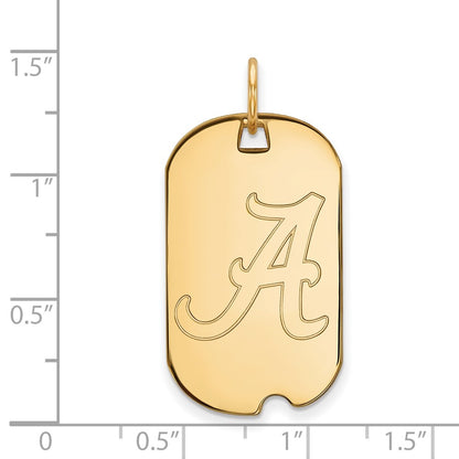 14K Yellow Gold Logoart University Of Alabama Small Dog Tag Pendant