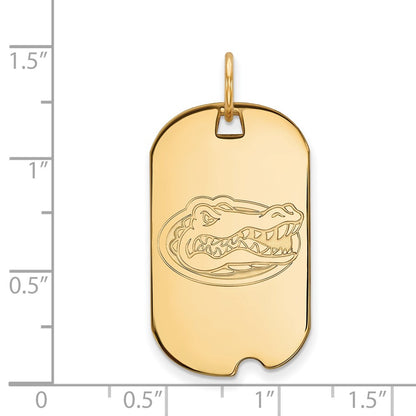 14K Yellow Gold Logoart University Of Florida Gator Small Dog Tag Pendant