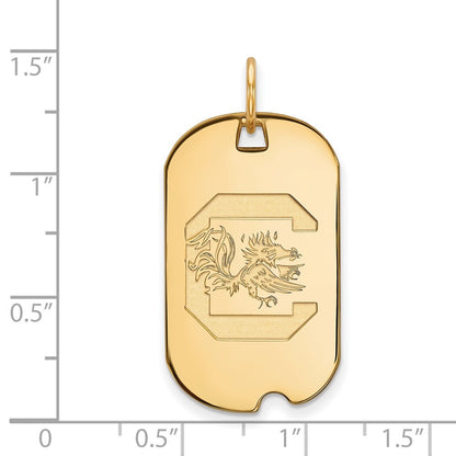 14K Yellow Gold Logoart University Of South Carolina Small Dog Tag Pendant