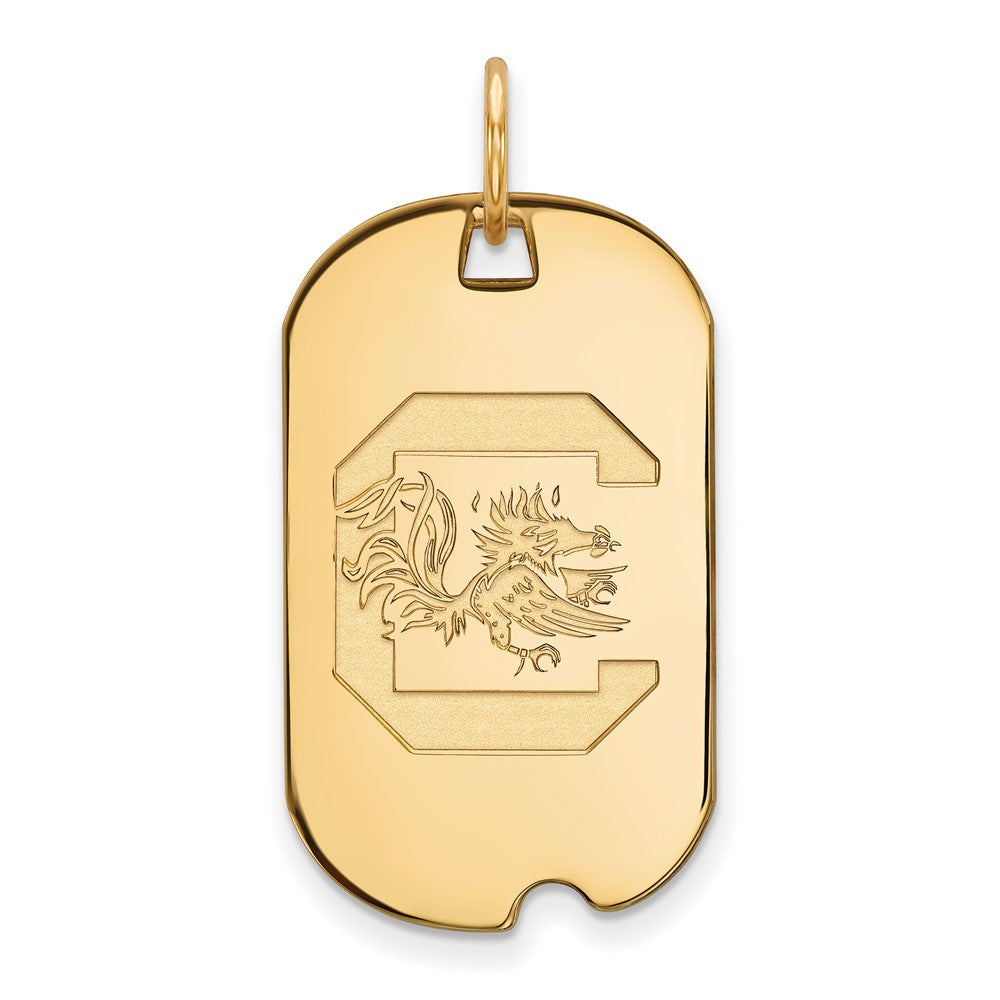 14K Yellow Gold Logoart University Of South Carolina Small Dog Tag Pendant