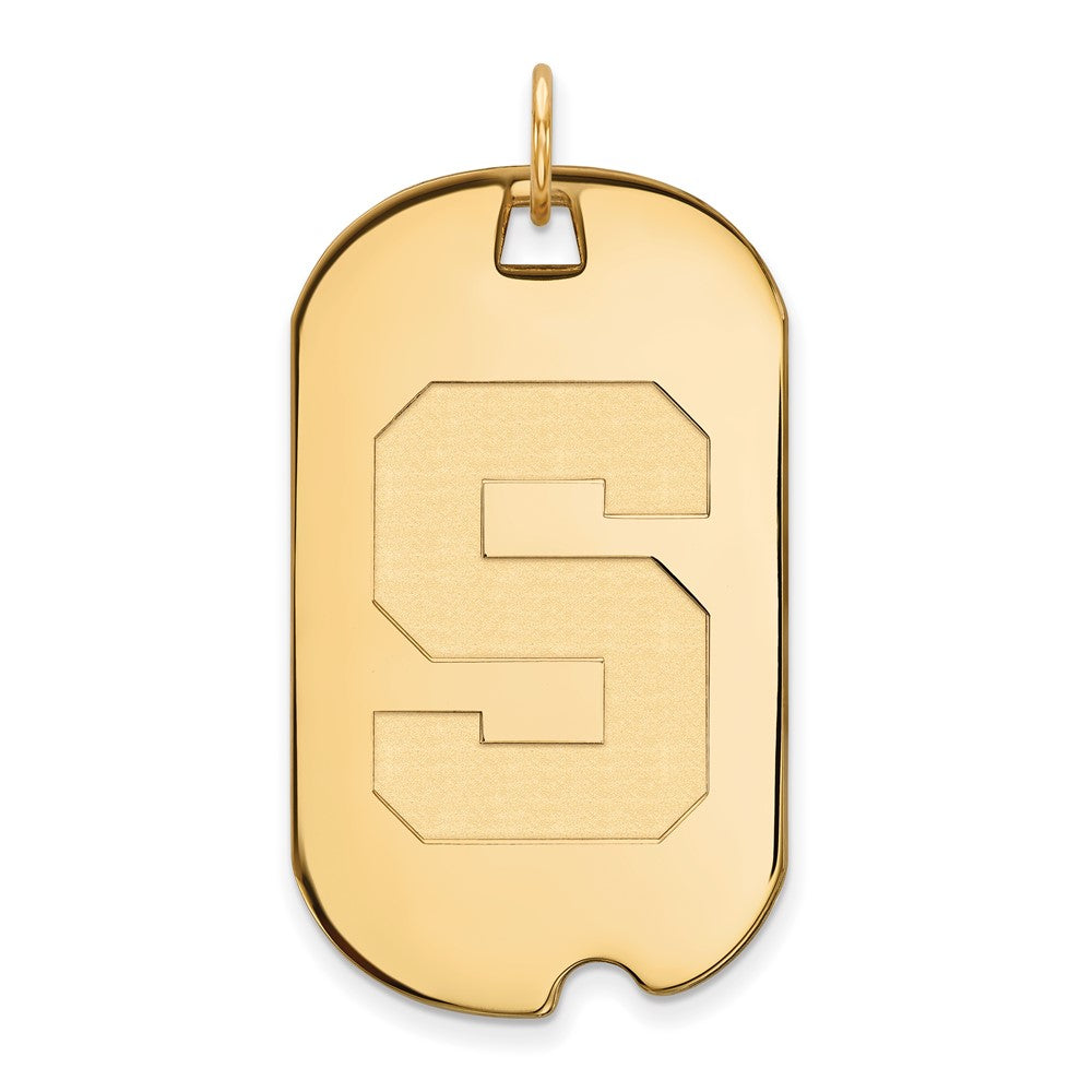 14K Yellow Gold Logoart Michigan State University Letter S Large Dog Tag Pendant
