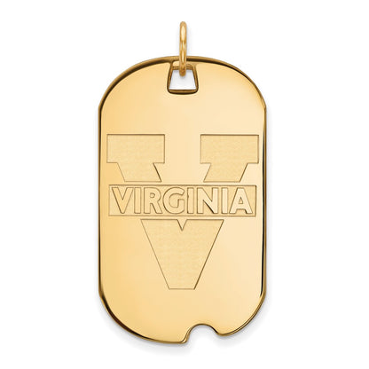 14K Yellow Gold Logoart University Of Virginia Large Dog Tag Pendant
