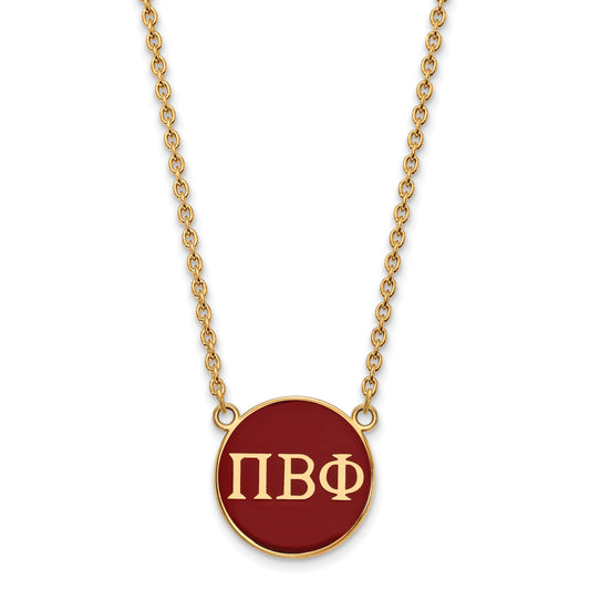 Gold Plated Sterling Silver Logoart Pi Beta Phi Sorority Greek Letters Large Color Enamel Pendant 18 Inch Necklace