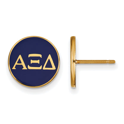 Gold Plated Sterling Silver Logoart Alpha Xi Delta Sorority Greek Letters Color Enamel Post Earrings