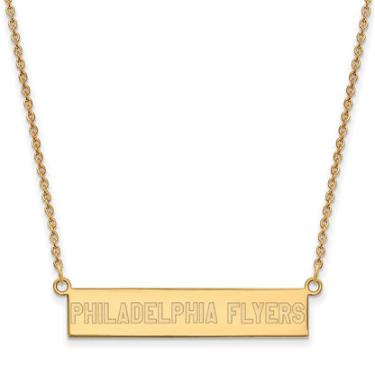 Gold Plated Sterling Silver Nhl Logoart Philadelphia Flyers Small Bar 18 Inch Necklace