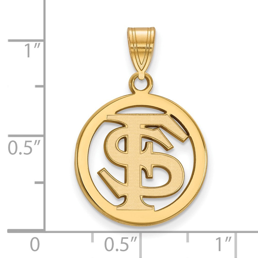 Gold Plated Sterling Silver Logoart Florida State University F S Medium Circle Pendant