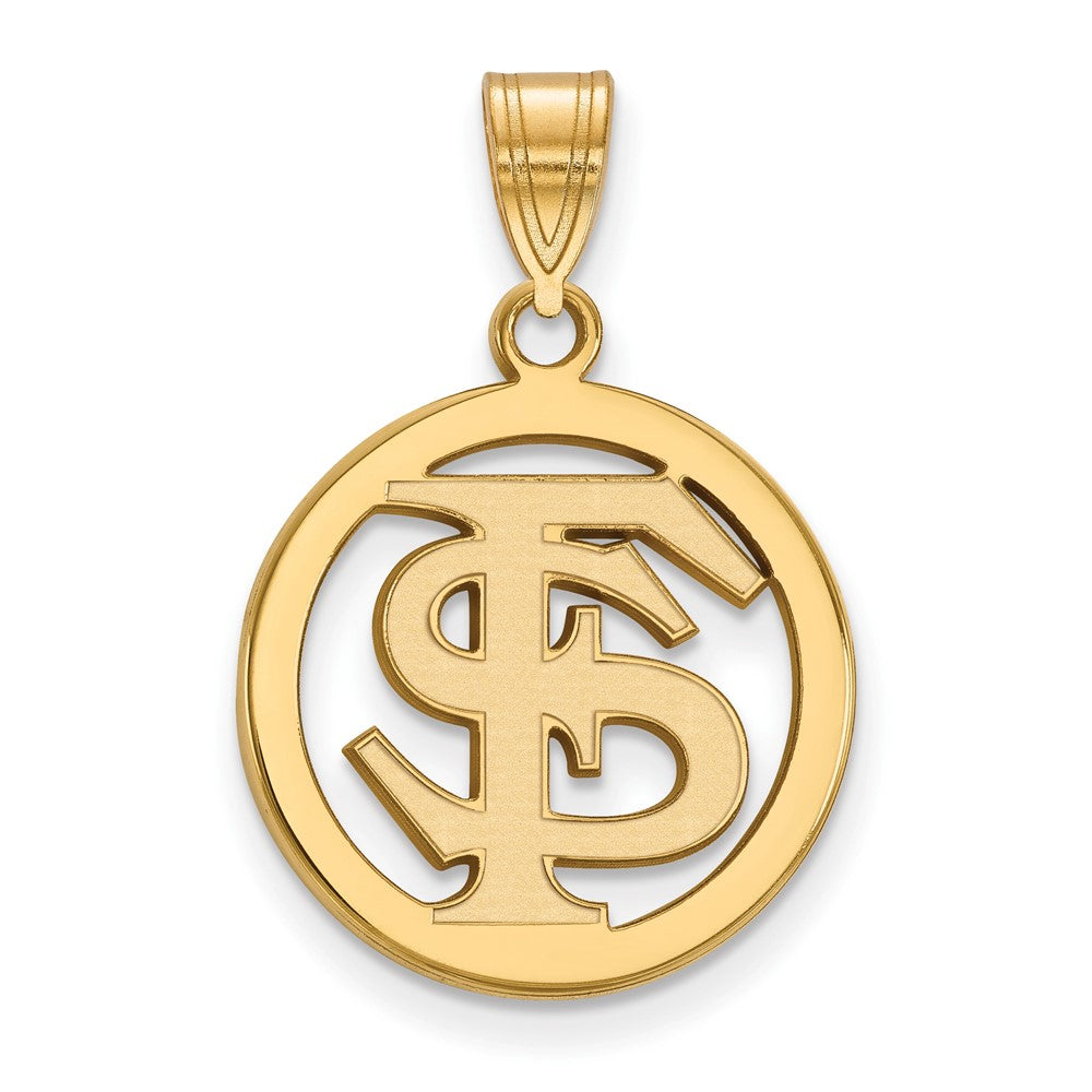 Gold Plated Sterling Silver Logoart Florida State University F S Medium Circle Pendant