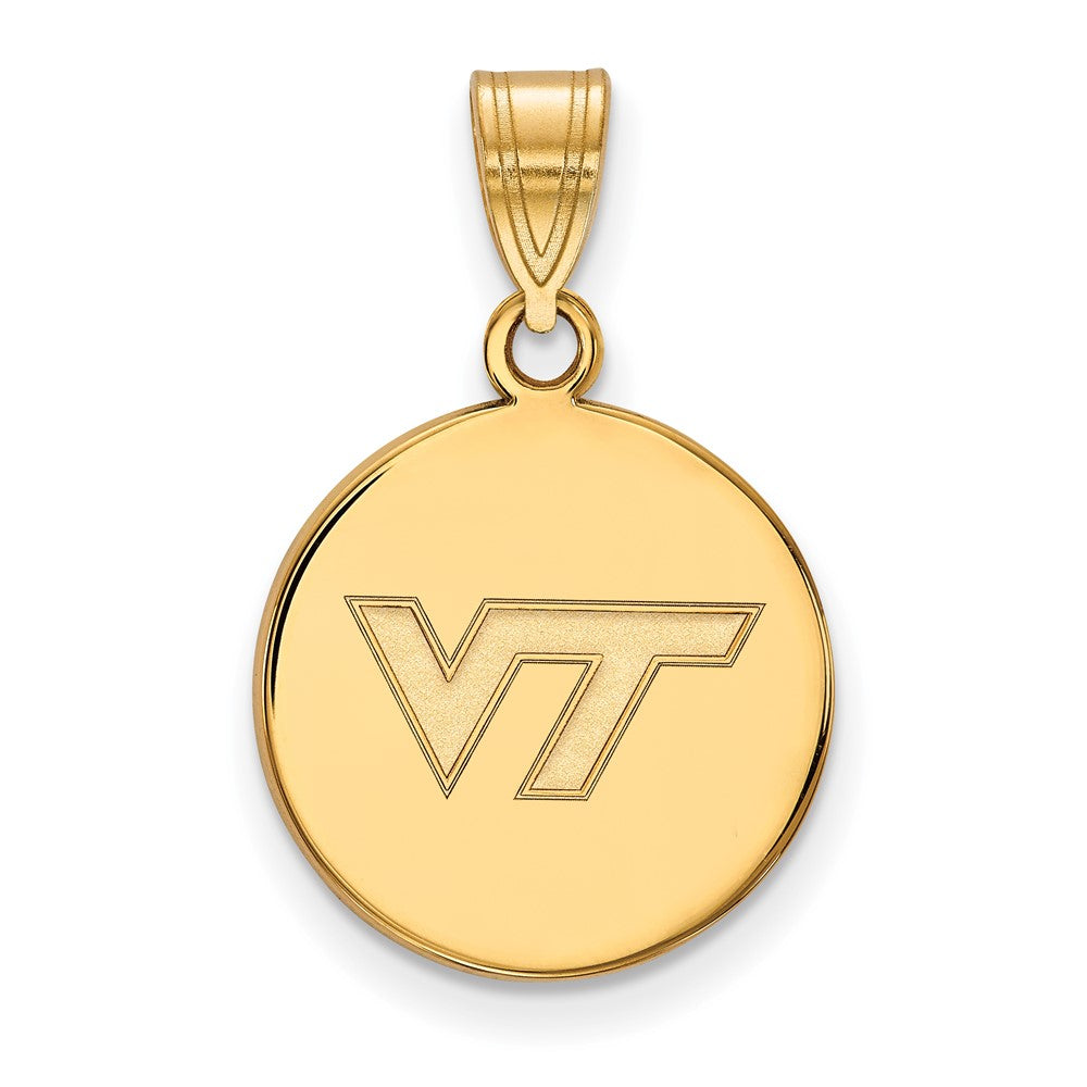 14K Yellow Gold Logoart Virginia Tech V T Medium Disc Pendant