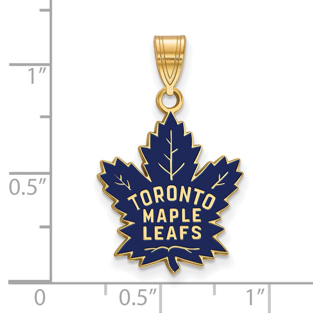 Gold Plated Sterling Silver Nhl Logoart Toronto Maple Leafs Large Enameled Pendant
