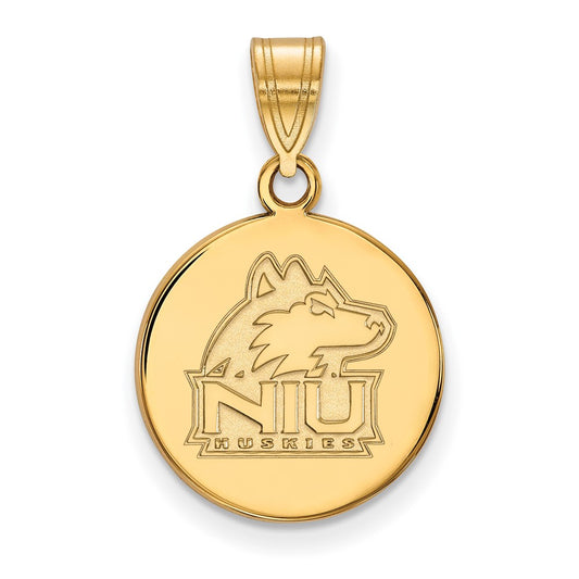 10K Yellow Gold Logoart Northern Illinois University N I U Huskies Medium Disc Pendant