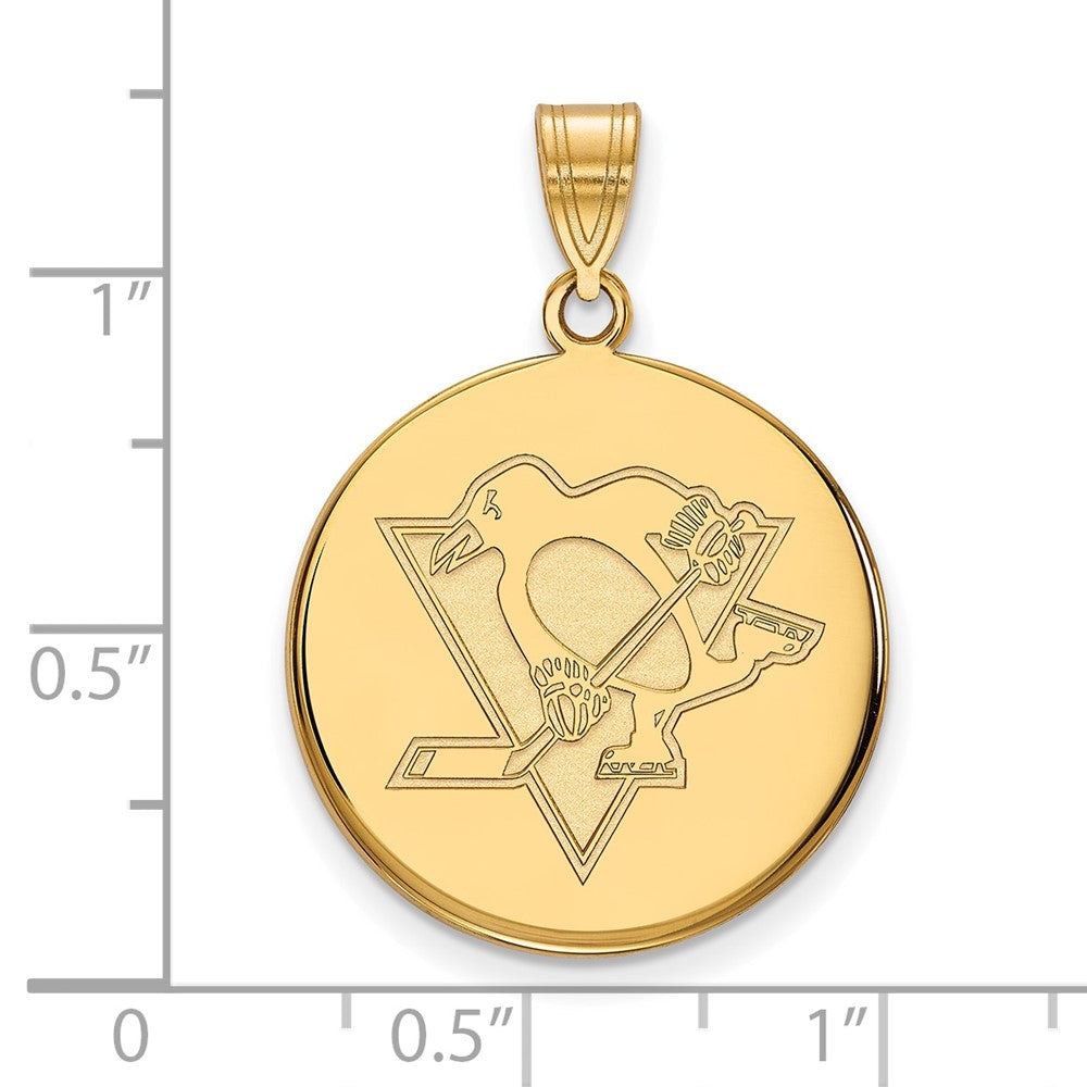 14K Yellow Gold Nhl Logoart Pittsburgh Penguins Large Disc Pendant