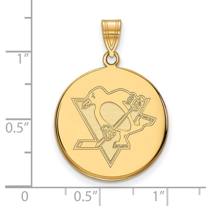 14K Yellow Gold Nhl Logoart Pittsburgh Penguins Large Disc Pendant