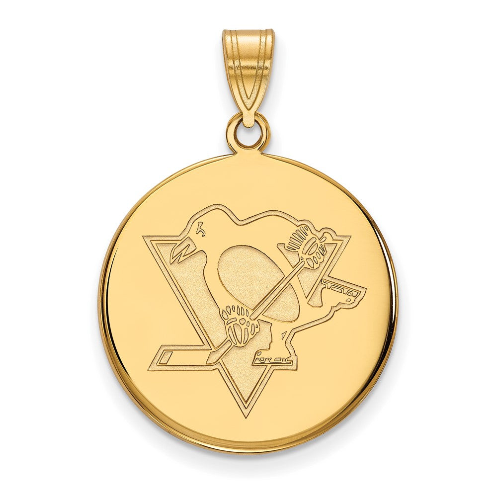 14K Yellow Gold Nhl Logoart Pittsburgh Penguins Large Disc Pendant