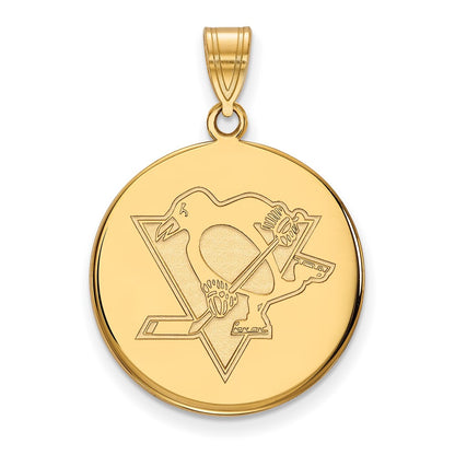 14K Yellow Gold Nhl Logoart Pittsburgh Penguins Large Disc Pendant