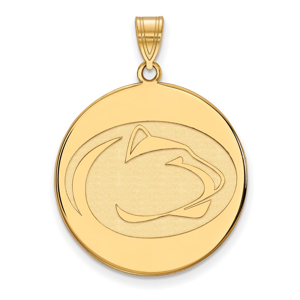 Gold Plated Sterling Silver Logoart Penn State University Lion Extra Large Disc Pendant