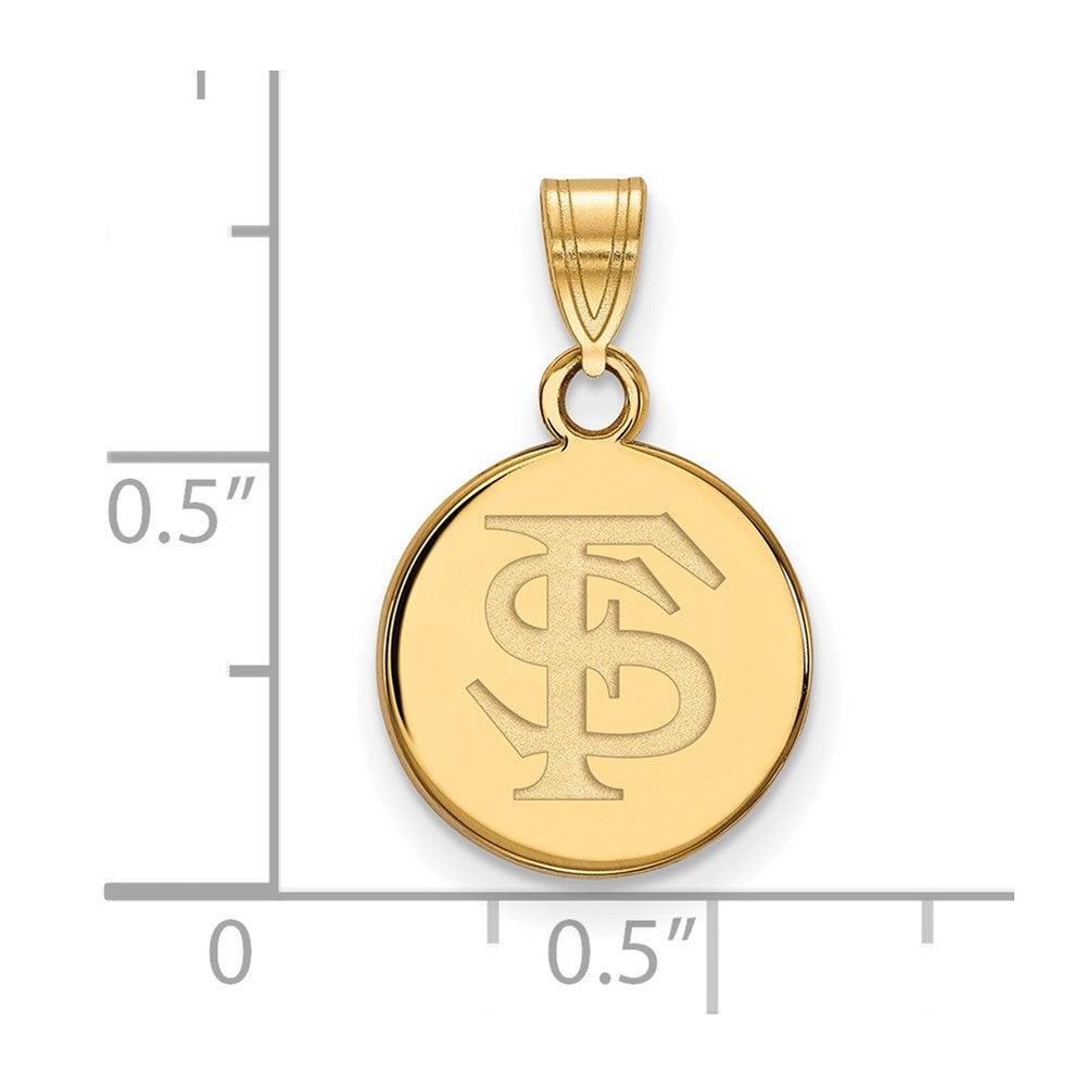 14K Yellow Gold Logoart Florida State University F S Small Disc Pendant