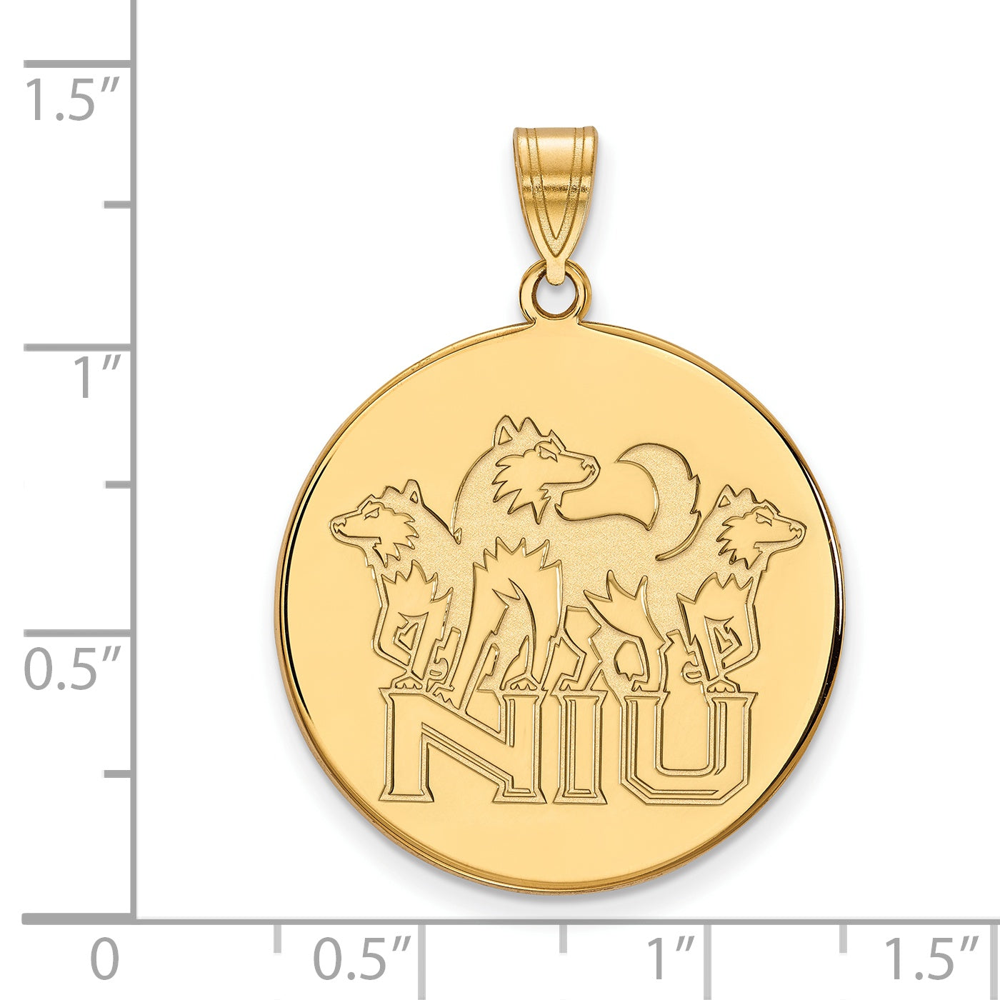 14K Yellow Gold Logoart Northern Illinois University N I U With Huskies Extra Large Disc Pendant