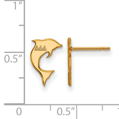 Gold Plated Sterling Silver Logoart Delta Sorority Symbol Extra Small Post Earrings