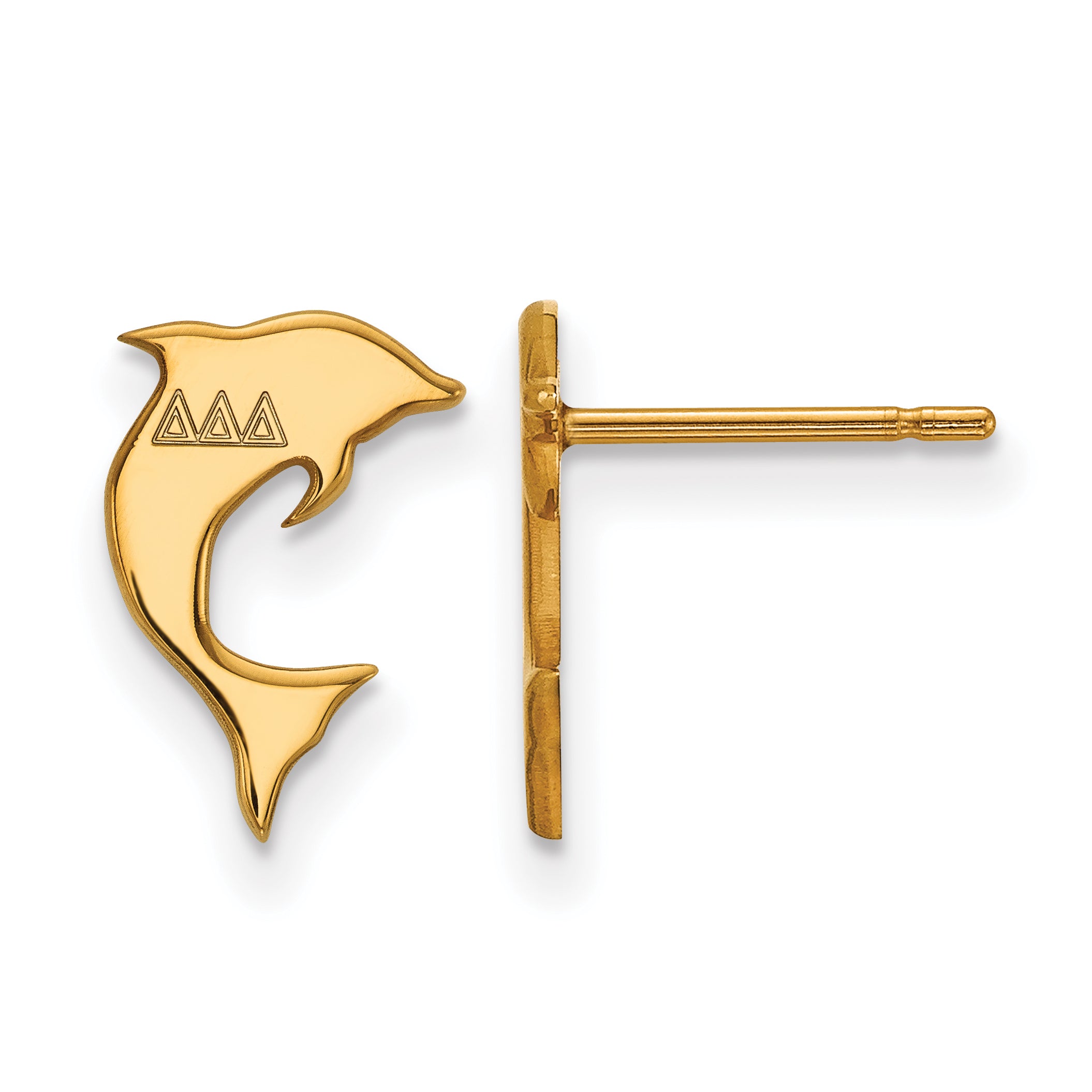 Gold Plated Sterling Silver Logoart Delta Sorority Symbol Extra Small Post Earrings