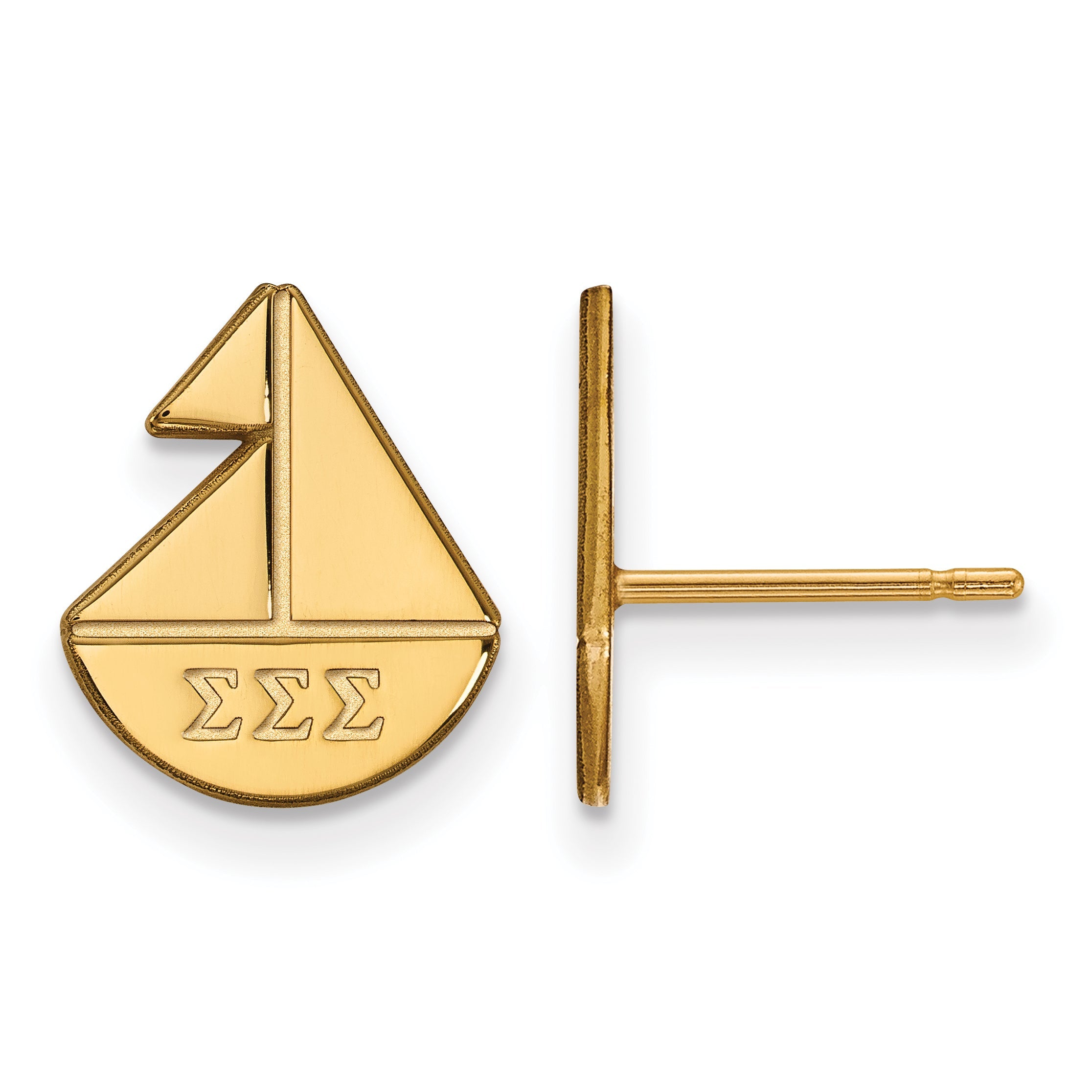Gold Plated Sterling Silver Logoart Sigma Sorority Symbol Extra Small Post Earrings