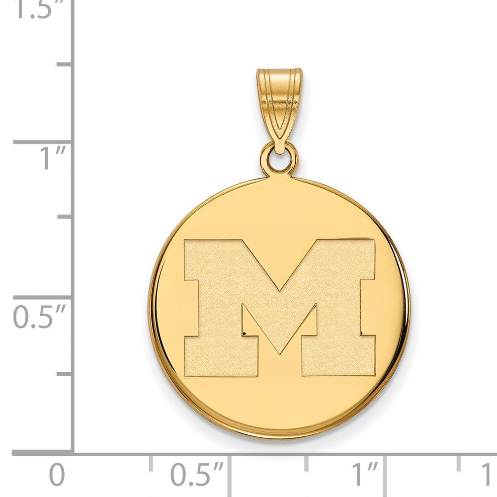14K Yellow Gold Logoart University Of Michigan Letter M Large Disc Pendant