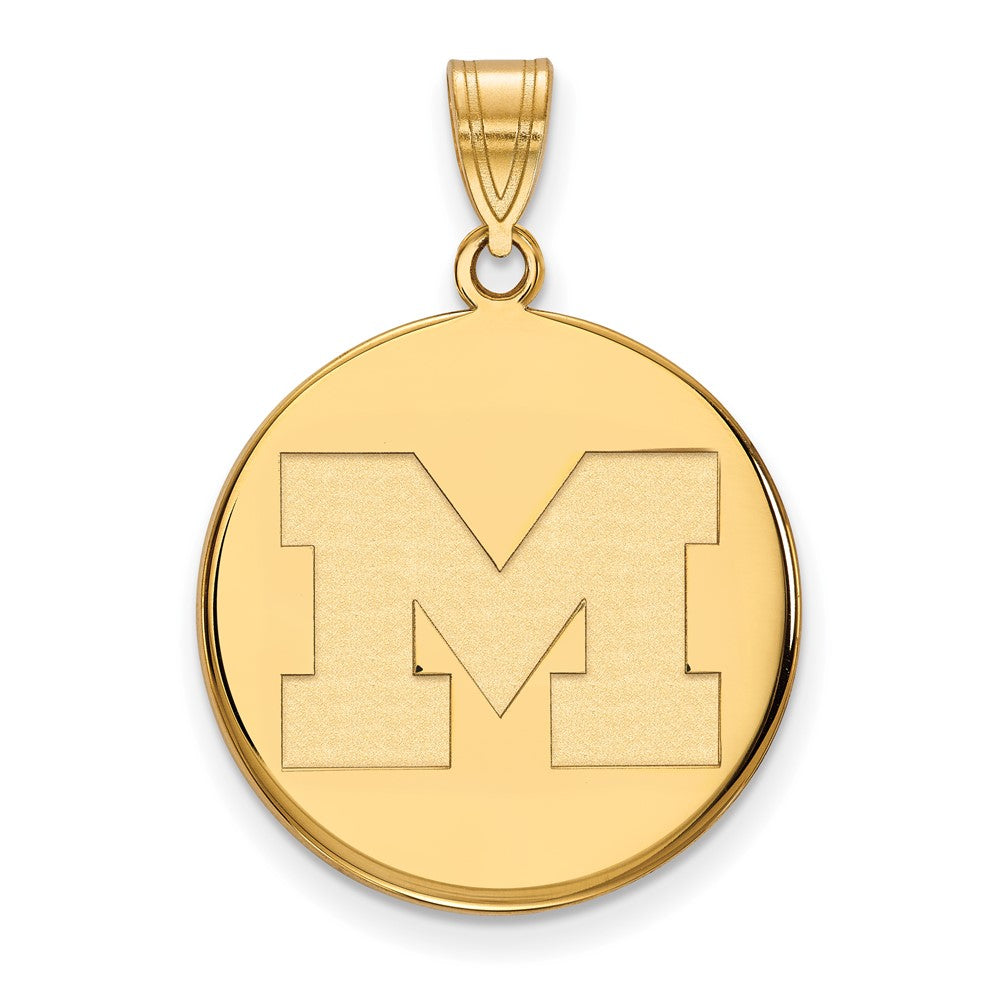 14K Yellow Gold Logoart University Of Michigan Letter M Large Disc Pendant