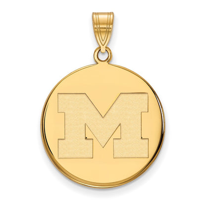 14K Yellow Gold Logoart University Of Michigan Letter M Large Disc Pendant