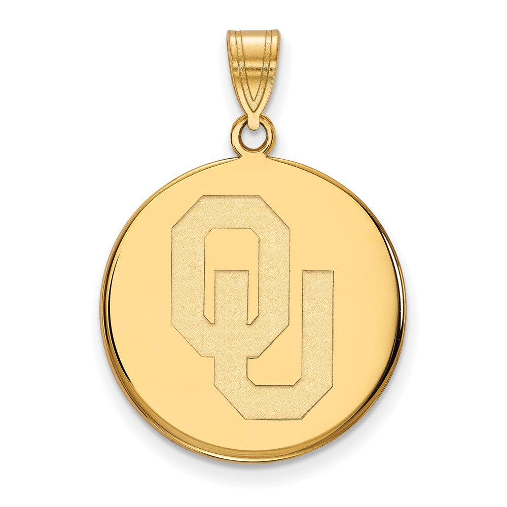 14K Yellow Gold Logoart University Of Oklahoma O U Large Disc Pendant