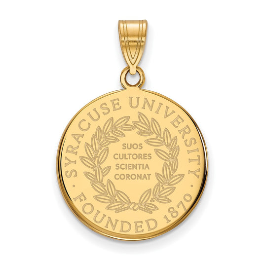 Gold Plated Sterling Silver Logoart Syracuse University Large Crest Pendant