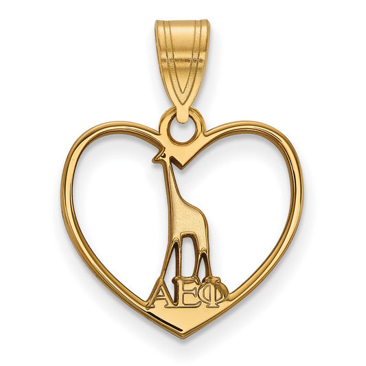 Gold Plated Sterling Silver Logoart Alpha Epsilon Phi Sorority Symbol Heart Pendant