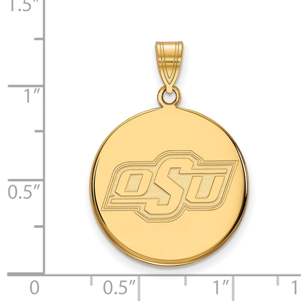 14K Yellow Gold Logoart Oklahoma State University O S U Large Disc Pendant